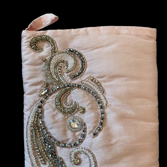 NEW Neiman Marcus Blush Pink Beaded Christmas Stocking Luxury Holiday Decor - Picture 3 of 15